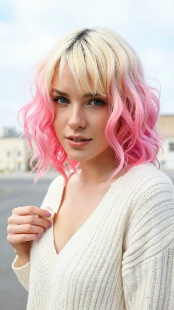Pink and Blonde Wolf Cut