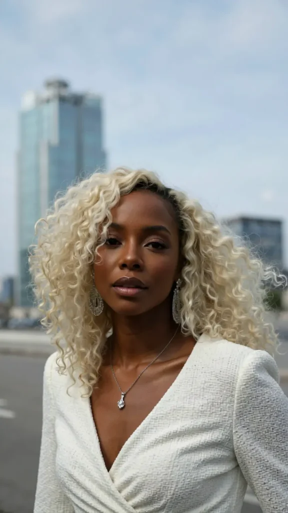 Platinum Blonde Curls for a Bold Statement
