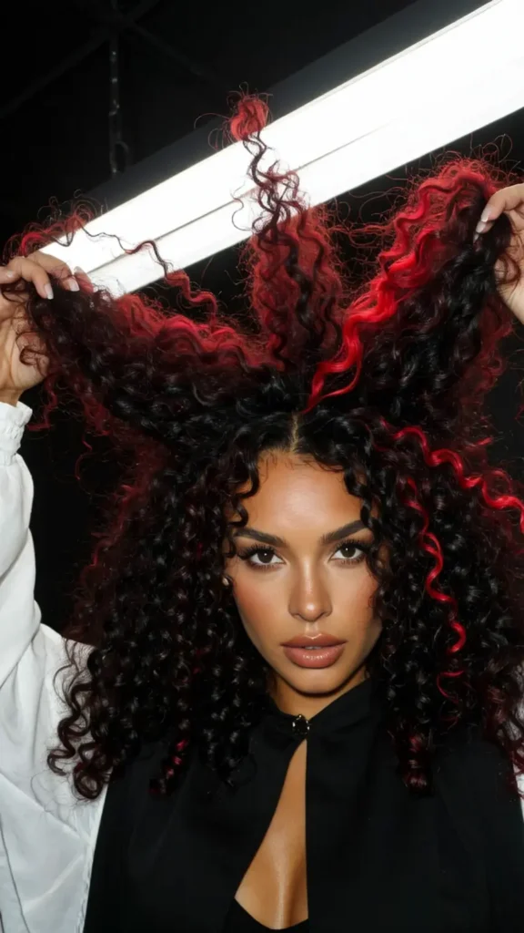 Red Highlights for Curly Hair