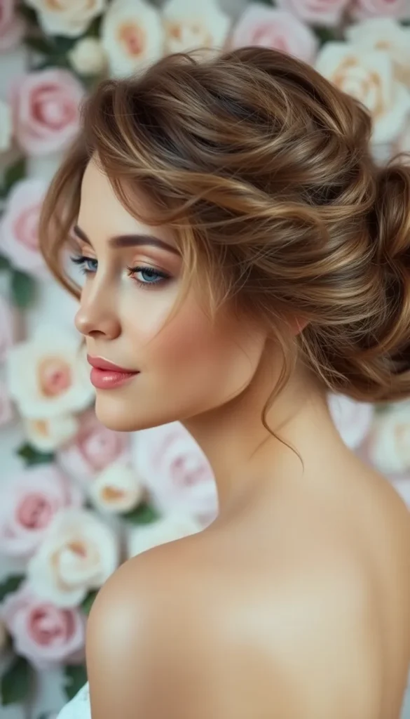 Romantic Curly Updo with Tendrils