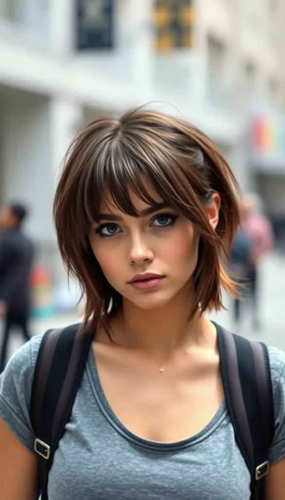 Short Wolf Cut with Bangs