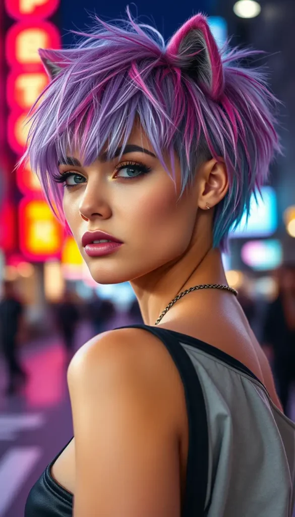 Short Wolf Cut with Bold Color