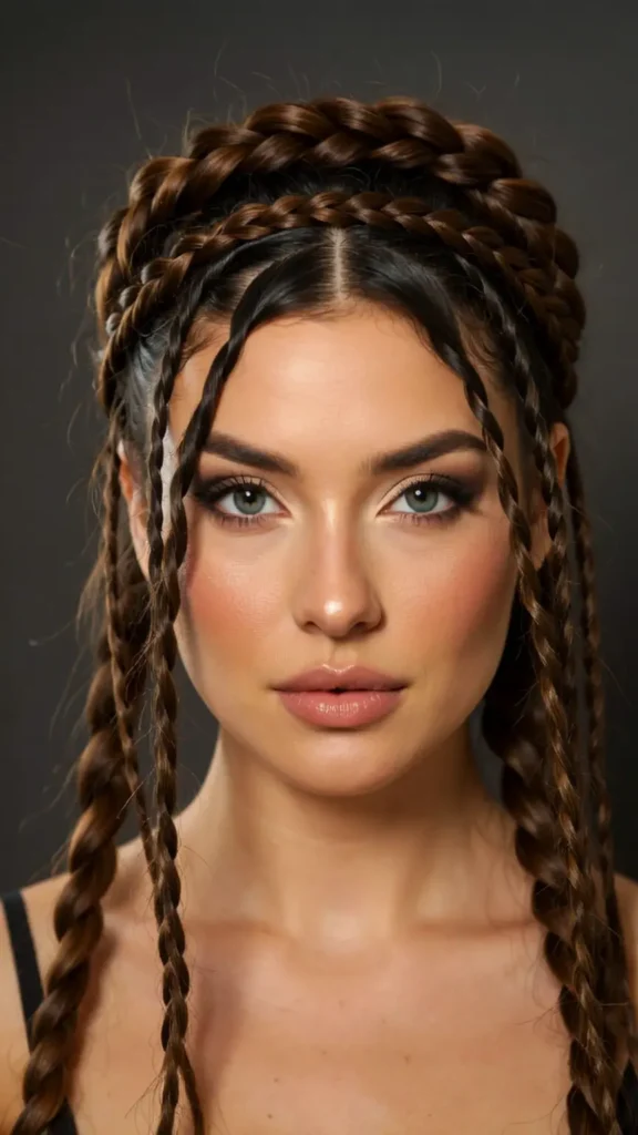 Thin Locs Braided Crown