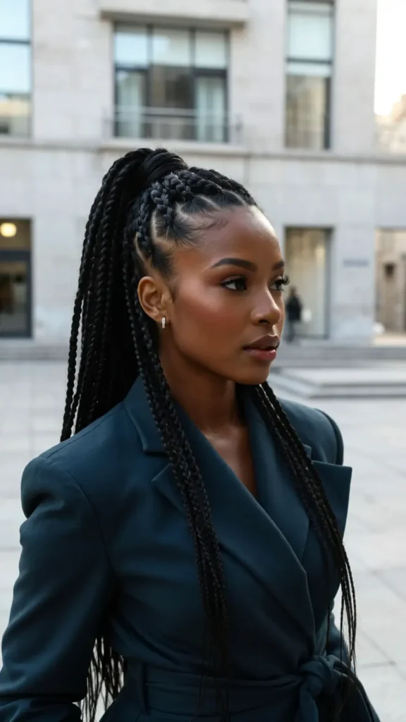 Thin Locs Ponytail with Braids