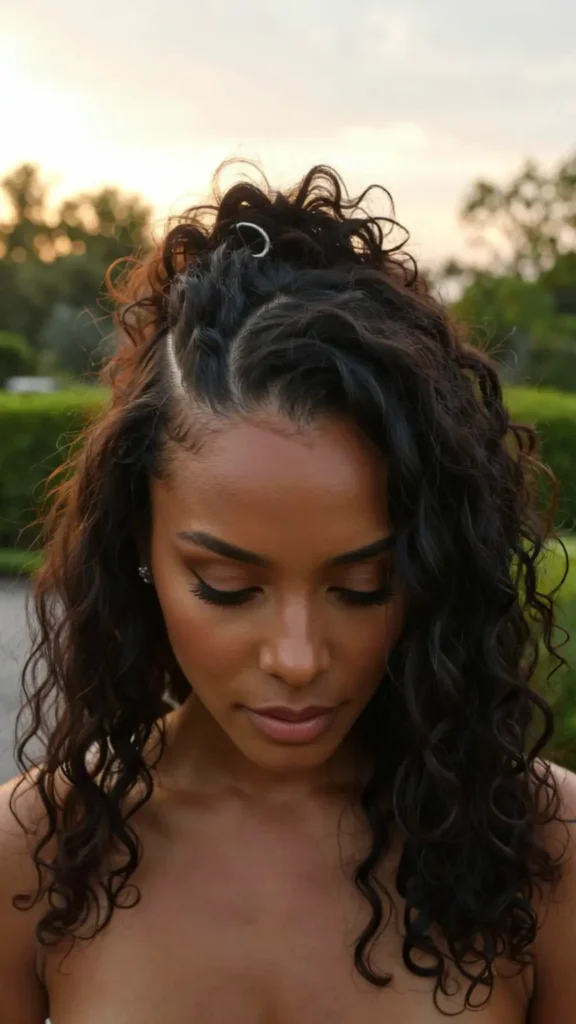 Twisted Half Up Half Down for Curly Hair