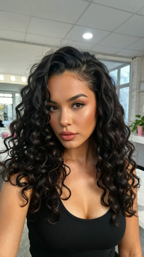 Voluminous Half Up Half Down with Defined Curls