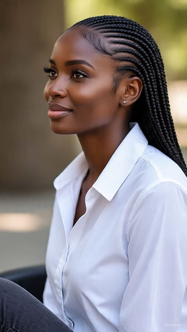 Classic Cornrows in the Front with Straight Sew-In Back