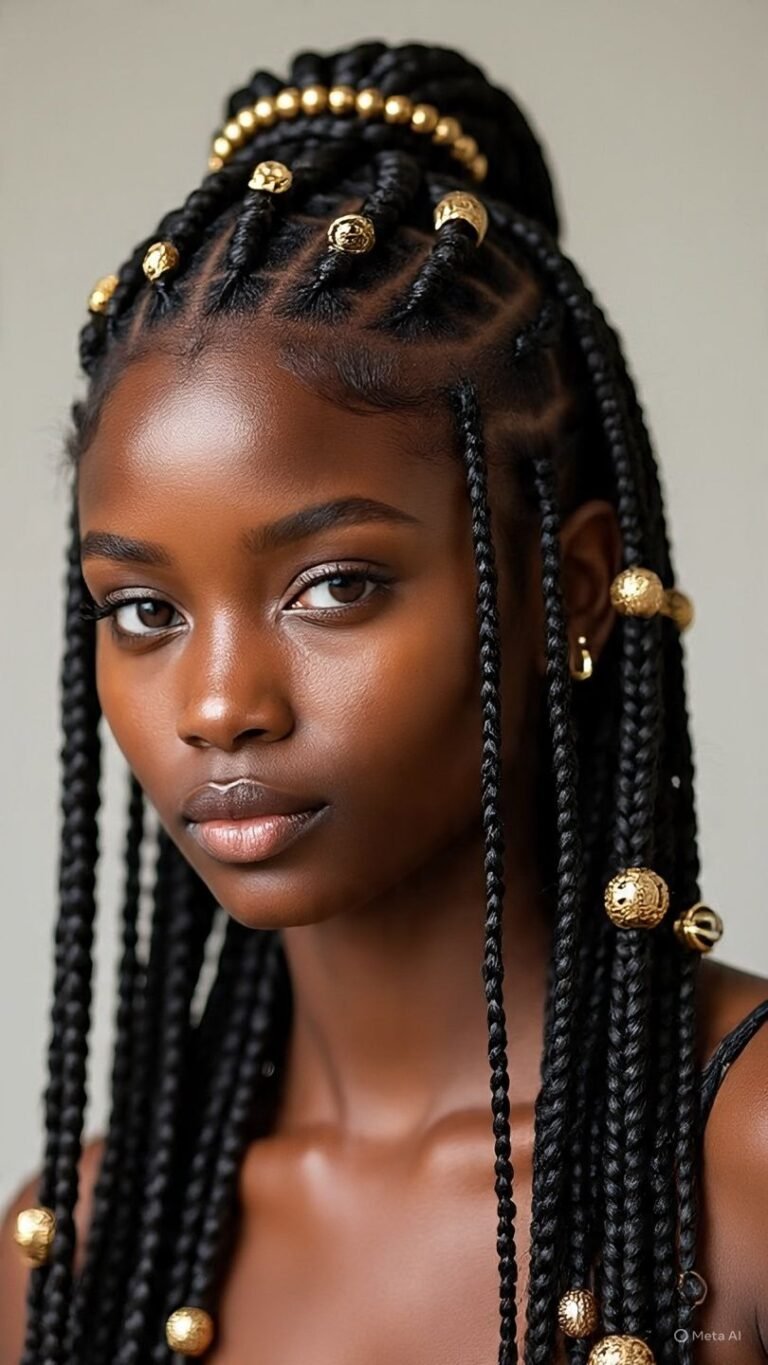 Tribal Braids in the Front with Long Weave in the Back