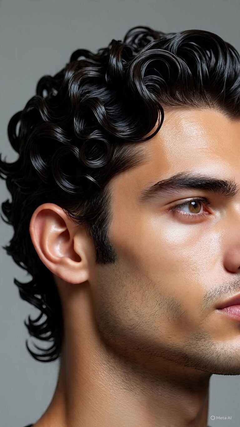 Low Taper Fade with Wet Look Curls